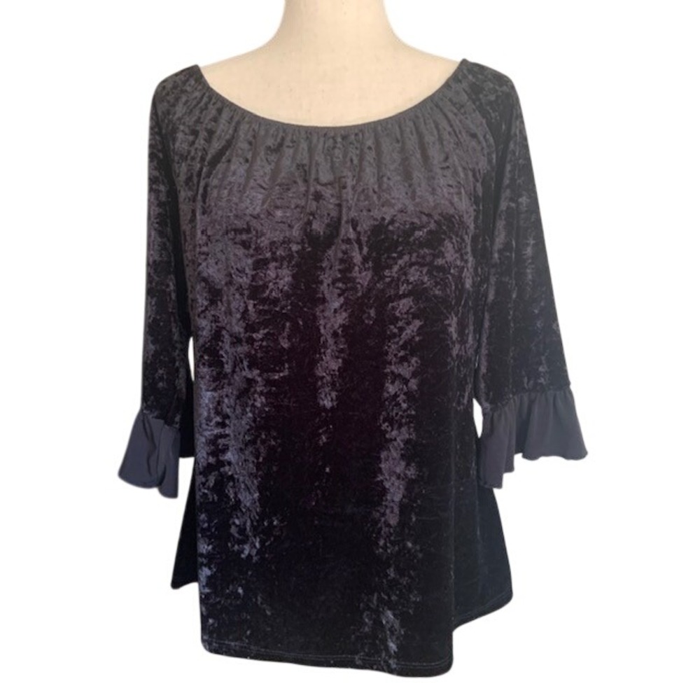 Burnout Velvet Renaissance Peasant Top L Gothic Witchy Romantic Goth Blouse
